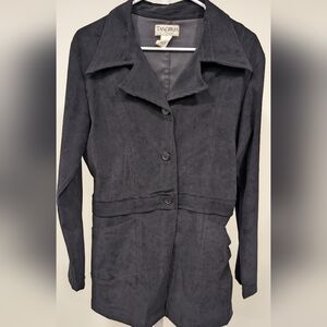 Women's Black Faux Suede Button-Front Jacket